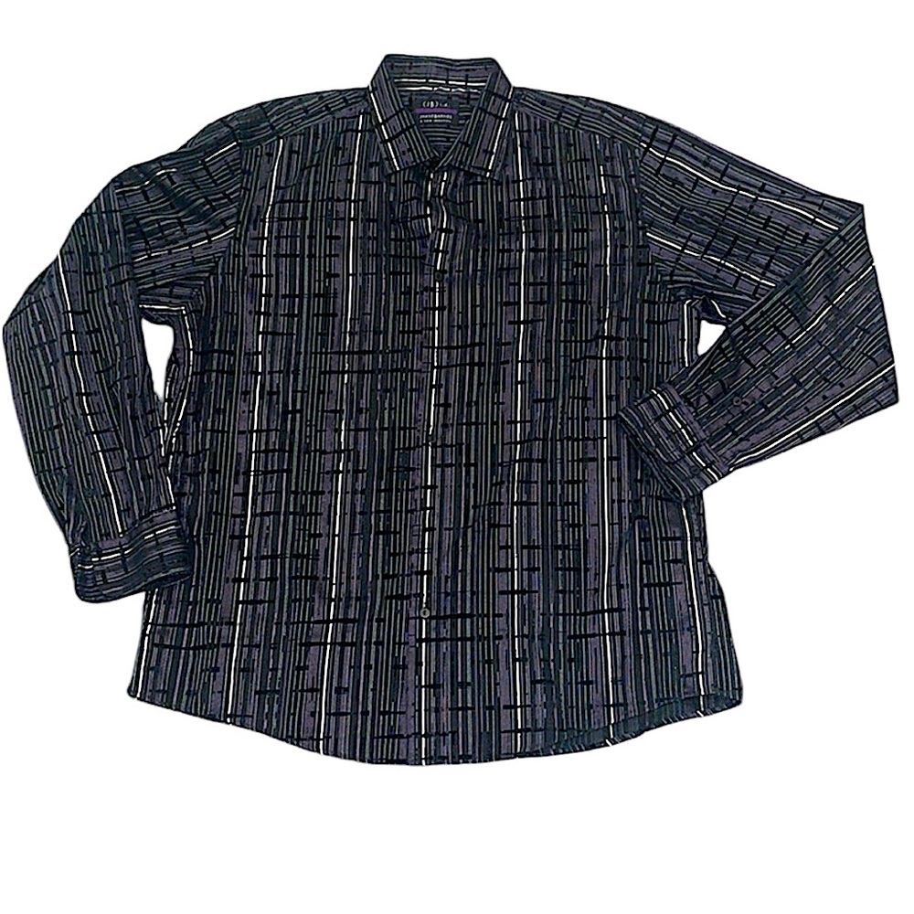 Jhane Barnes Button Down Shirt Velvet Black Purple Size XXL